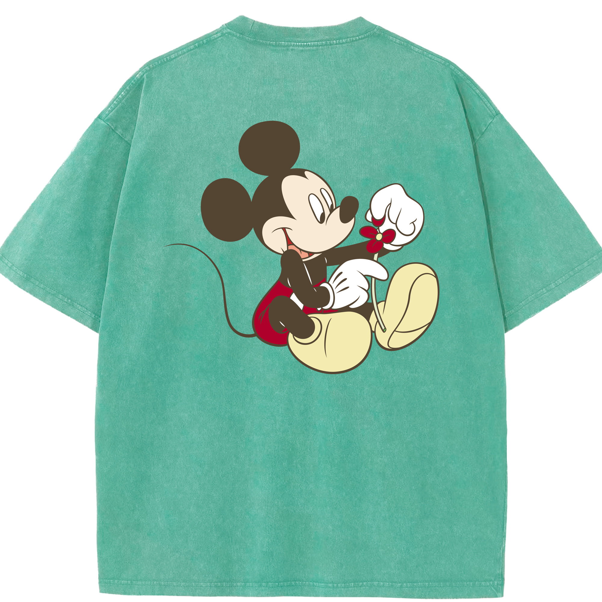 （画像用） ミッキーマウス Mickey Mouse 綿100% ヴィンテージ風 半袖Tシャツ（背面プリント）